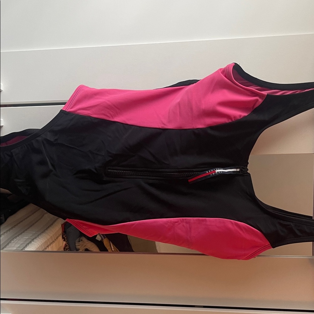 Tommy Hilfiger Black and Pink One-Piece Swimsuit